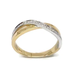 CHRISTOFFERSEN JEWELLERY RING 14 KARAT GULD/HVIDGULD MED DIAMANTER - 5000279-52