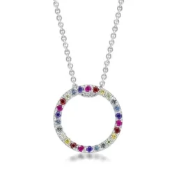 CHRISTOFFERSEN JEWELLERY HALSKÆDE SØLV CIRKEL RAINBOW - 2010127B-6