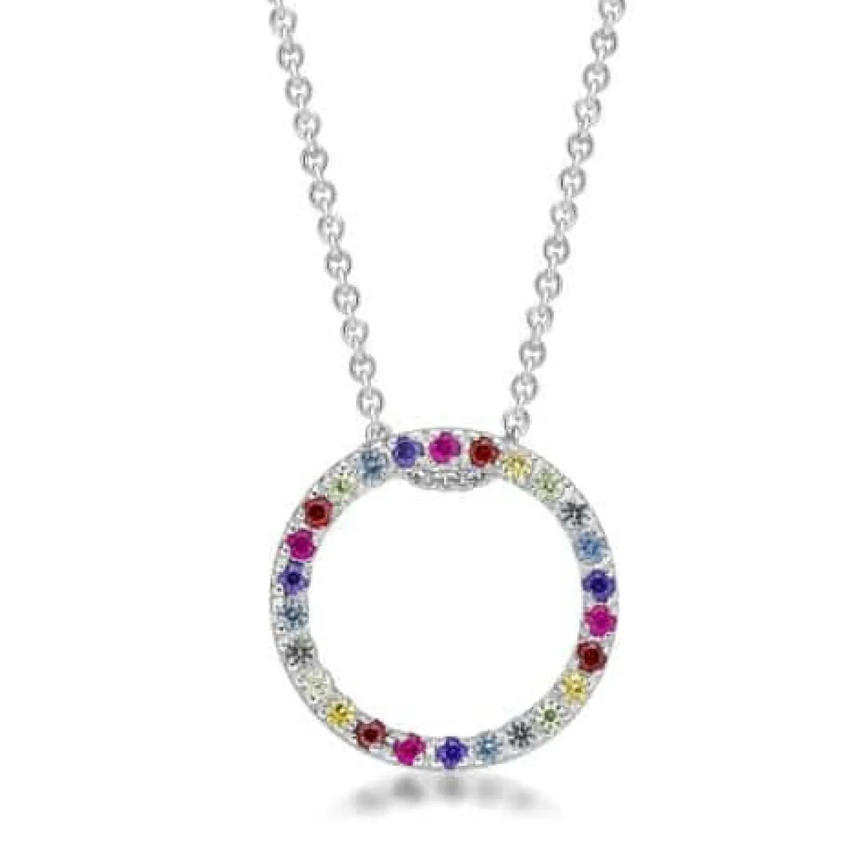 CHRISTOFFERSEN JEWELLERY HALSKÆDE SØLV CIRKEL RAINBOW - 2010127B-6