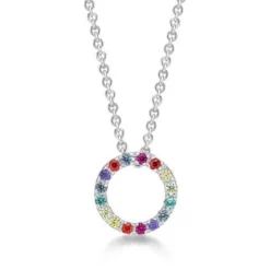 CHRISTOFFERSEN JEWELLERY HALSKÆDE SØLV LILLE CIRKEL RAINBOW - 2010127A-6
