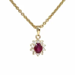 CHRISTOFFERSEN JEWELLERY ROSET VEDHÆNG 14 KARAT GULD MED RUBIN OG BRILLANTER - 4070256G-RU