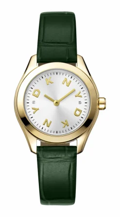 DKNY ASTORIA LOGO UR DAME MED GRØN LÆDERREM - DK1L033L0025