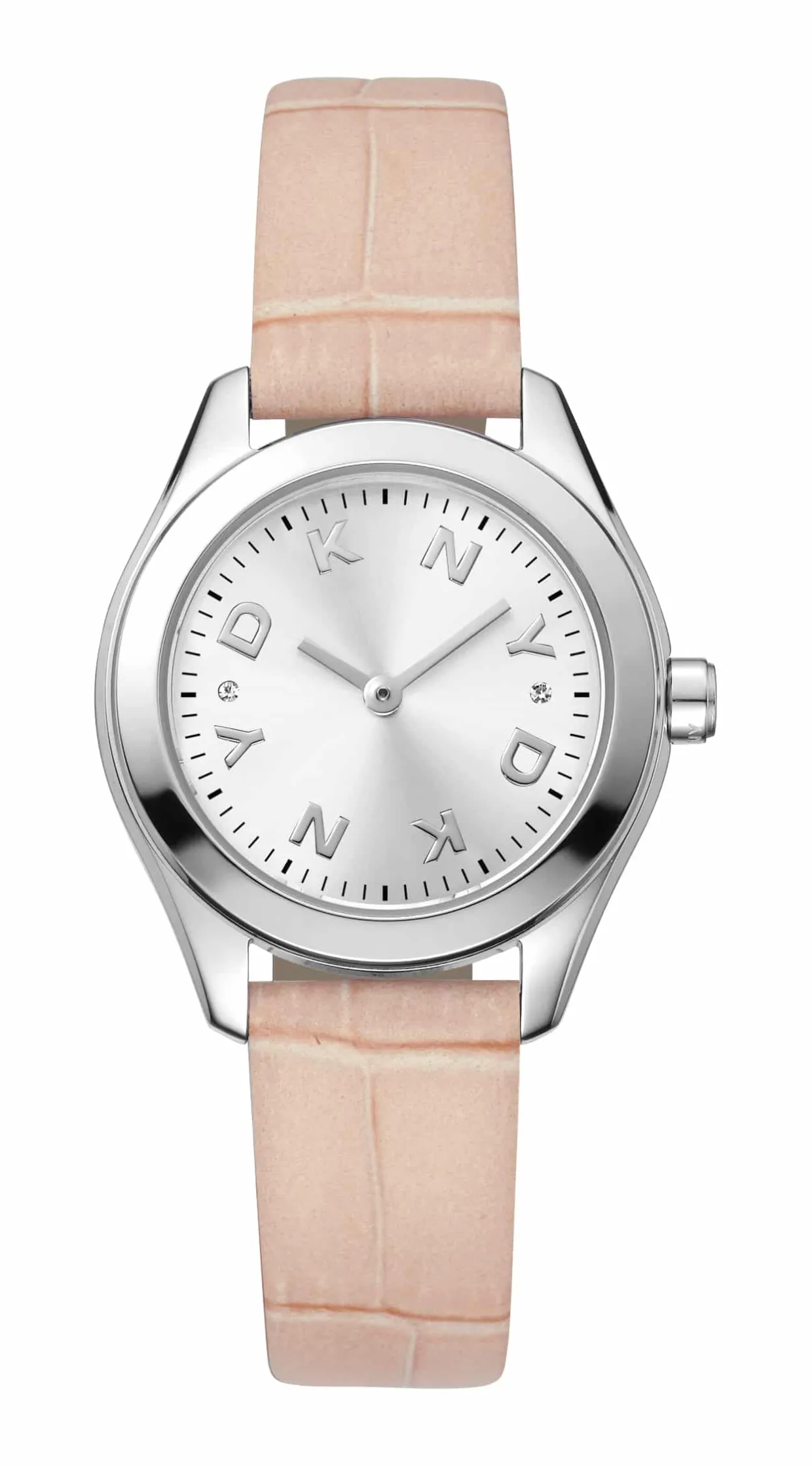 DKNY ASTORIA LOGO UR DAME STÅL MED LYS ROSA LÆDERREM - DK1L033L0015