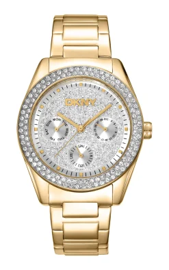 DKNY CHAMPERS MULTI GLITZ UR DAME I GULD FARVET STÅL - DK1L078M0025