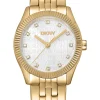 DKNY LOGO UR DAME GULD FAVRET MED LÆNKE - DK1L126M0055