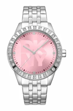 DKNY PARSON GLITZ UR DAME MED ROSA FARVET SKIVE - DK1L059M0045