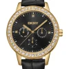 DKNY PARSONS MULTI GLITZ UR DAME MED SORT LÆDERREM - DK1L055L0025