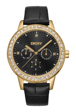 DKNY PARSONS MULTI GLITZ UR DAME MED SORT LÆDERREM - DK1L055L0025