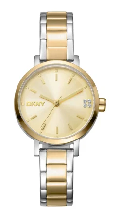 DKNY SOHO GLITZ UR DAME STÅL OG GULD FARVET MED LÆNKE - DK1L038M0075