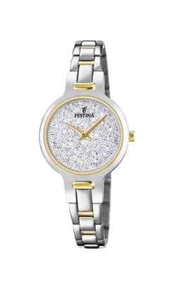 FESTINA DAME UR STÅL SWAROVSKI KRYSTALLER BICOLOR MED LYS SKIVE - F20380/1