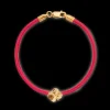 FLORA DANICA ARMBÅND RØDT SILKESNOR FORGYLDT FIRKLØVER - FLC-SILK-RED-18-G