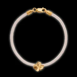 FLORA DANICA ARMBÅND ROSA SILKESNOR FORGYLDT FIRKLØVER - FLC-SILK-ROSE-18-G.