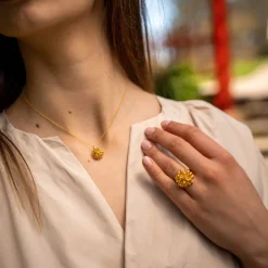 FLORA DANICA DILD RING SØLV FORGYLDT STOR - DF-StRi-G