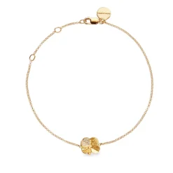 FLORA DANICA FIRKLØVER ARMBÅND PAVÉ FORGYLDT SØLV - FLC-BR-G-PAVE