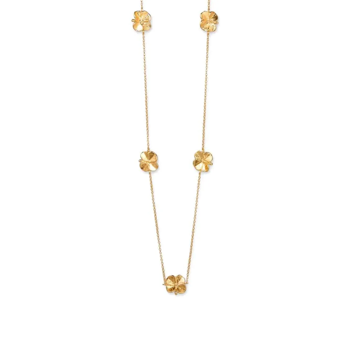 FLORA DANICA FIRKLØVER HALSKÆDE FORGYLDT SØLV - FLC-NELO-G