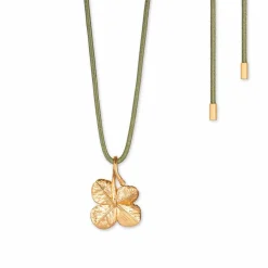 FLORA DANICA FIRKLØVER HALSKÆDE FORGYLDT SØLV - FLC-SILKNE-G