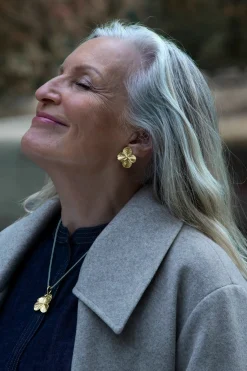 FLORA DANICA FIRKLØVER HALSKÆDE FORGYLDT SØLV - FLC-SILKNE-G