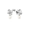 FLORA DANICA FIRKLØVER ØRERINGE MED PERLE - FLC-STPCPEARL-S
