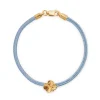 FLORA DANICA FIRKLØVER SILKE ARMBÅND BLÅT FORGYLDT SØLV - FLC-SILK-BLUE-16-G