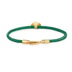 FLORA DANICA FIRKLØVER SILKEARMBÅND MØRKEGRØN 16 CM - FLC-SILK-DARKGREEN-16-G