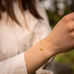 FLORA DANICA FIRKLØVER SØLV FORGYLDT ARMBÅND - FLC-BR-G