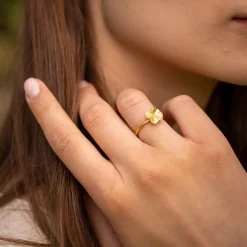 FLORA DANICA FIRKLØVER SØLV FORGYLDT RING - FLC-Ri-G