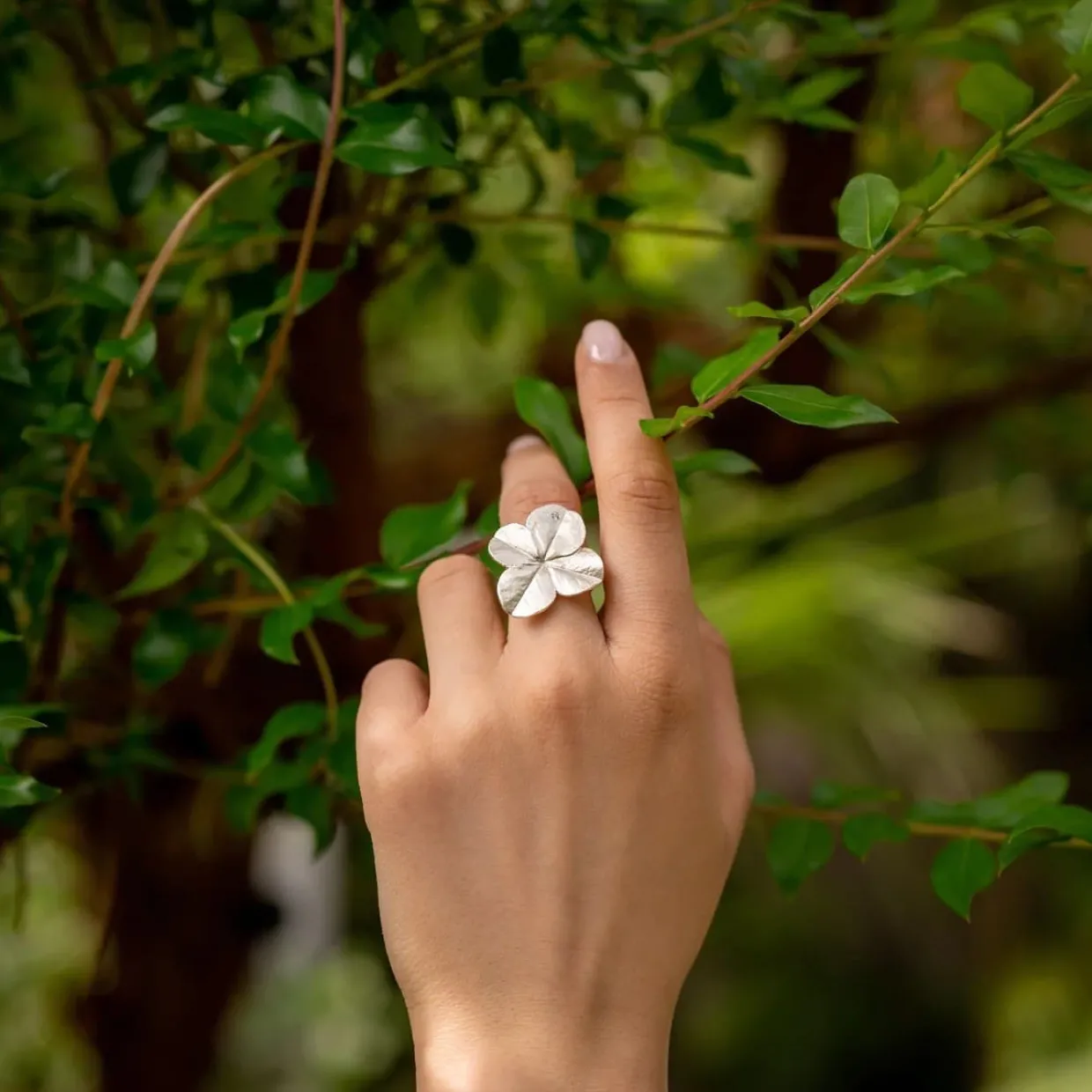 FLORA DANICA FIRKLØVER SØLV RING - FLC-StRi-S