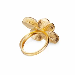 FLORA DANICA FIRKLØVER STATEMENT RING FORGYLDT SØLV - FLC-STRI-G