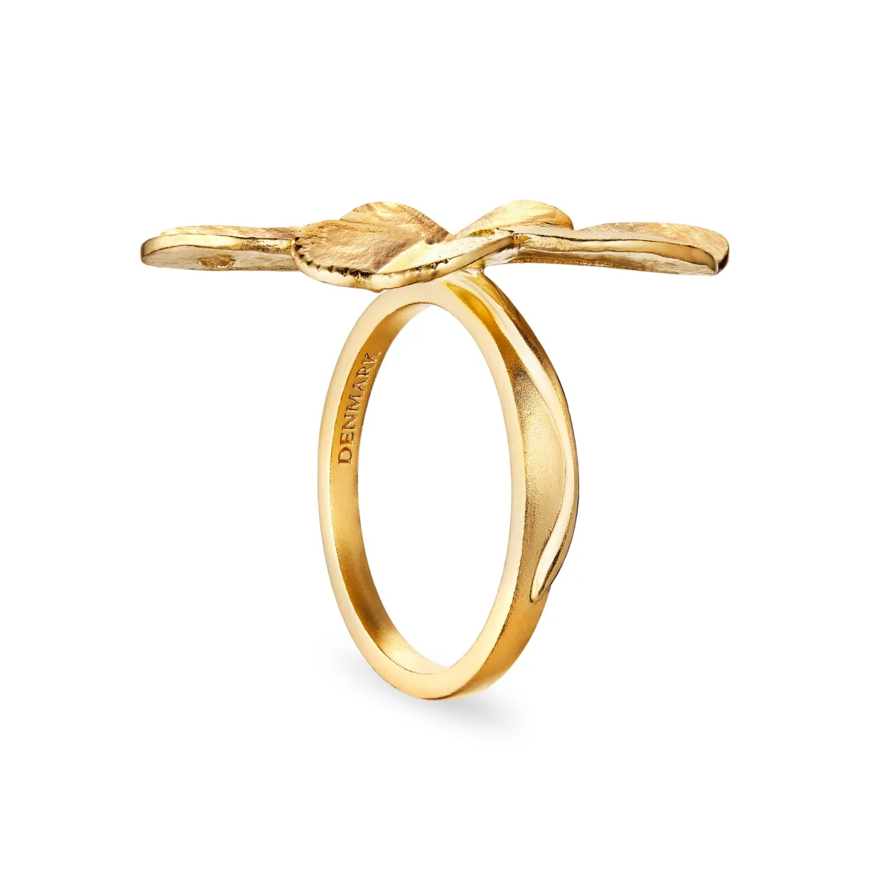 FLORA DANICA FIRKLØVER STATEMENT RING FORGYLDT SØLV - FLC-STRI-G