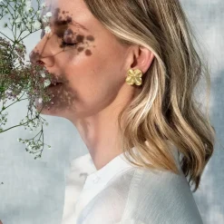 FLORA DANICA FIRKLØVER STATEMENT ØRECLIPS FORGYLDT SØLV - FLC-EACLIPS-G