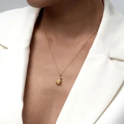 FLORA DANICA ROSE HALSKÆDE MED VEDHÆNG I FORGYLDT SØLV MED DIAMANT - ROS-NE-G