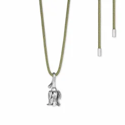 FLORA DANICA ROSE HALSKÆDE I SØLV MED SILKESNOR - ROS-SILKNE-S