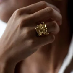 FLORA DANICA ROSENBLAD STATEMENT RING FORGYLDT SØLV MED DIAMANT - ROS-STRI-G