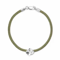 FLORA DANICA SILKE ARMBÅND OLIVEN FIRKLØVER SØLV - FLC-SILK-OLIVE-16-S