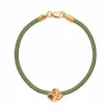 FLORA DANICA SILKE ARMBÅND OLIVEN FIRKLØVER FORGYLDT SØLV - FLC-SILK-OLIVE-16-G