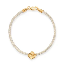 FLORA DANICA SILKE ARMBÅND CHAMPAGNE MED FIRKLØVER 16,5 CM - FLC-SILK-CHAMPAGNE-16-G