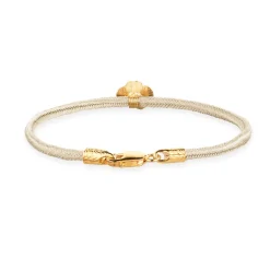FLORA DANICA SILKE ARMBÅND CHAMPAGNE MED FIRKLØVER 16,5 CM - FLC-SILK-CHAMPAGNE-16-G