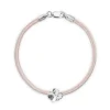 FLORA DANICA SILKE ARMBÅND ROSA FIRKLØVER SØLV - FLC-SILK-ROSE-16-S