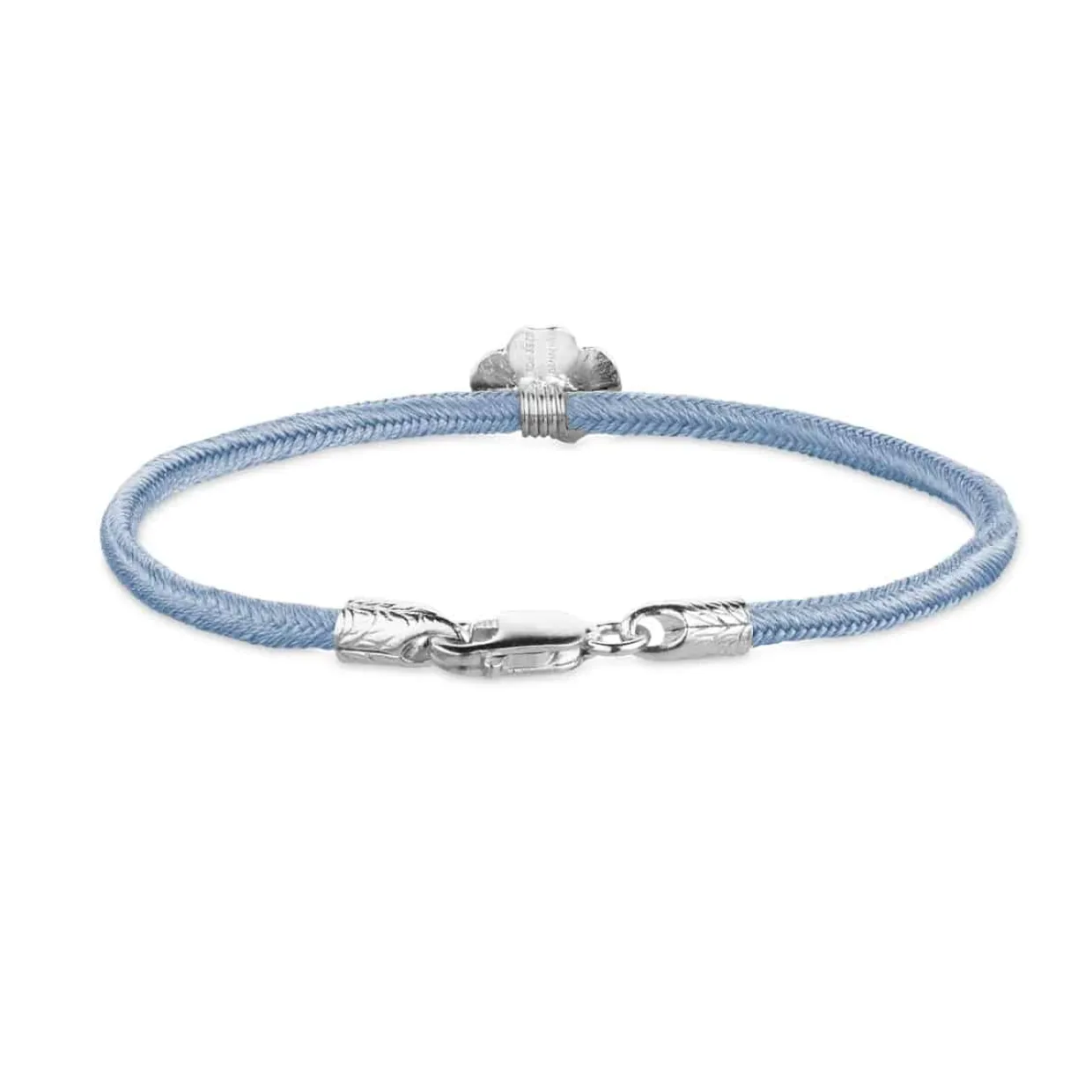 FLORA DANICA SILKE ARMBÅND BLÅT FIRKLØVER SØLV - FLC-SILK-BLUE-18-S
