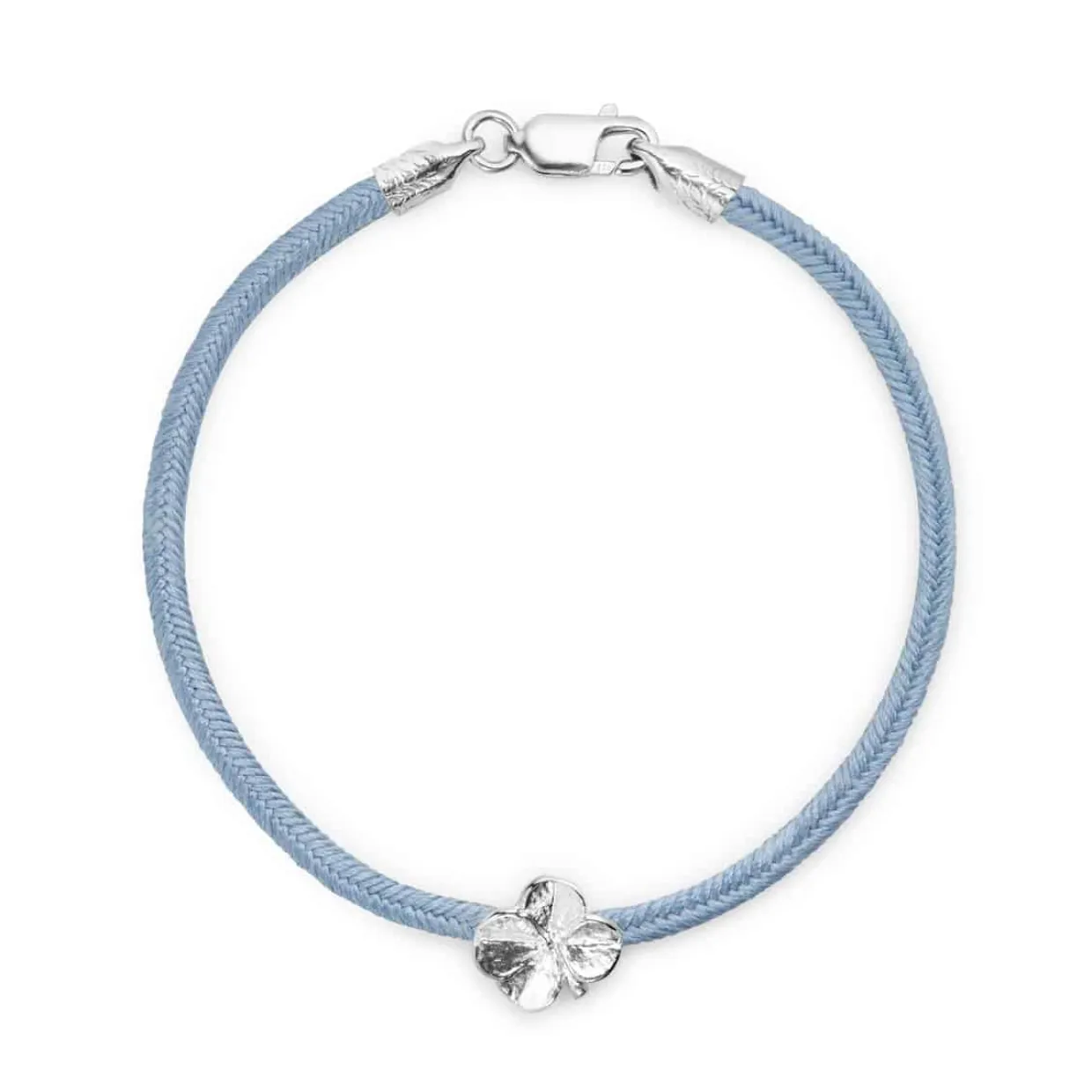 FLORA DANICA SILKE ARMBÅND BLÅT FIRKLØVER SØLV - FLC-SILK-BLUE-18-S