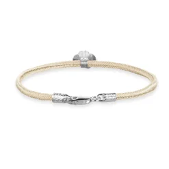FLORA DANICA SILKE ARMBÅND CHAMPAGNE MED FIRKLØVER 16,5 CM - FLC-SILK-CHAMPAGNE-16-S