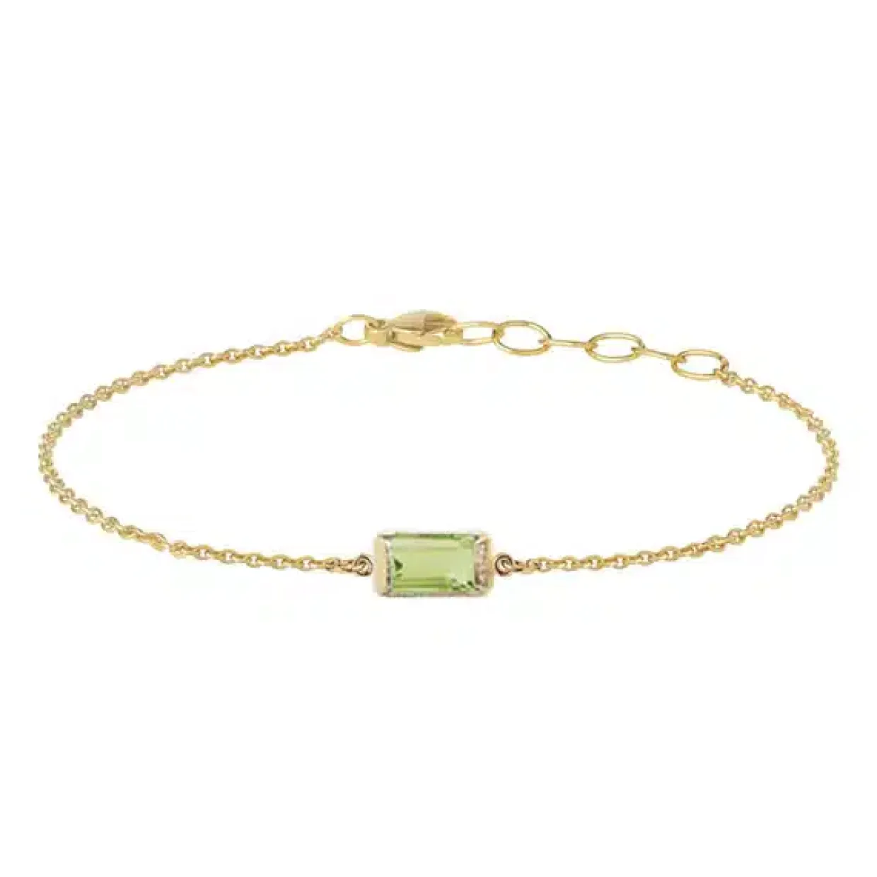 HEIRING ARMBÅND SQUARE GRØN PERIDOT SØLV FORGYLDT - 29-9-94FG