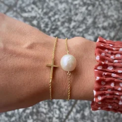 HEIRING BAROK ARMBÅND FORGYLDT SØLV MED PERLE - 29-8-90FG