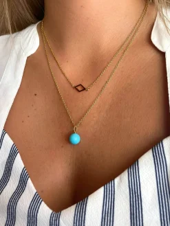 HEIRING BLÅ ANGELITE STEN VEDHÆNG FORGYLDT SØLV - 52-9-59FG