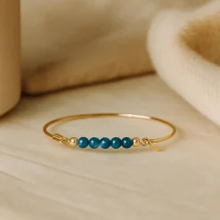 HEIRING BLÅ APATITE TOP TIL MULTI ARMRING I FORGYLDT SØLV - 53-4-91FG