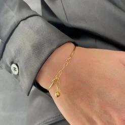 HEIRING CHAIN W/BULLET TOP MULTI I FORGYLDT SØLV - 53-4-10FG