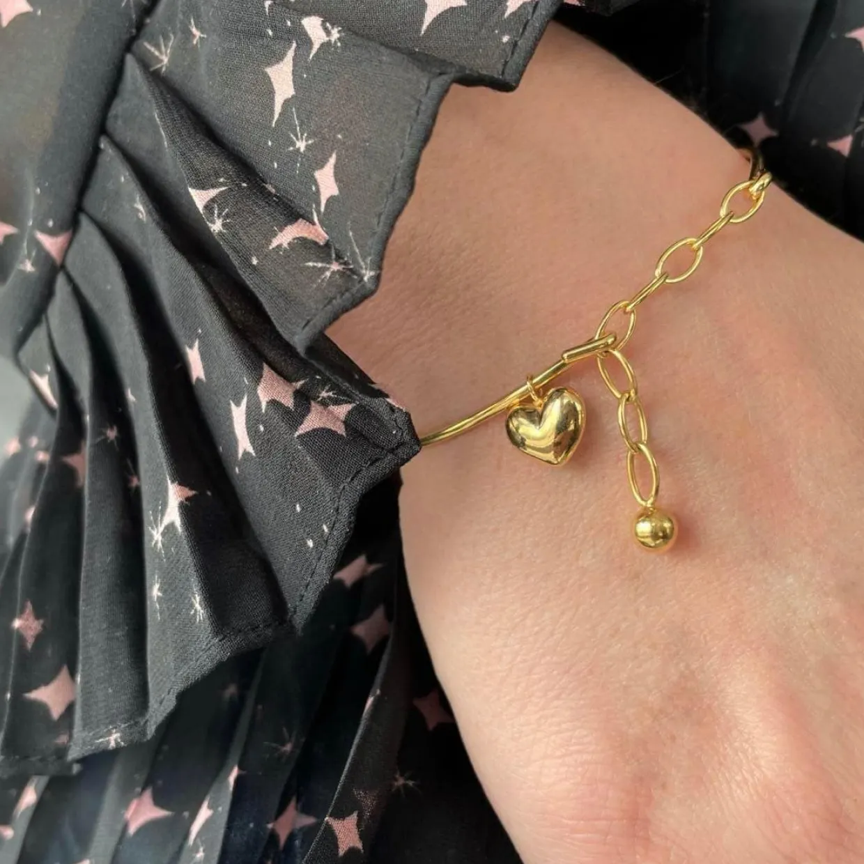 HEIRING CHAIN W/BULLET TOP MULTI I FORGYLDT SØLV - 53-4-10FG