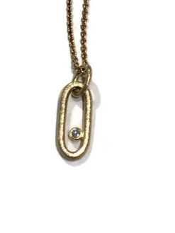 HEIRING ELIPSE VEDHÆNG I 14 KARAT GULD MED BRILLANT 0,02 CARAT - 79-6-05