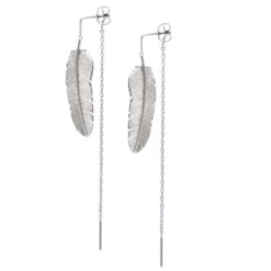 HEIRING FJER MELLEM ØREHÆNGER MED KÆDE I SØLV - 51-5-98ØH/KÆ/RH