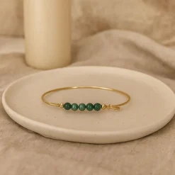 HEIRING GRØN AGAT TOP TIL ARMRING I FORGYLDT SØLV - 53-4-12FG